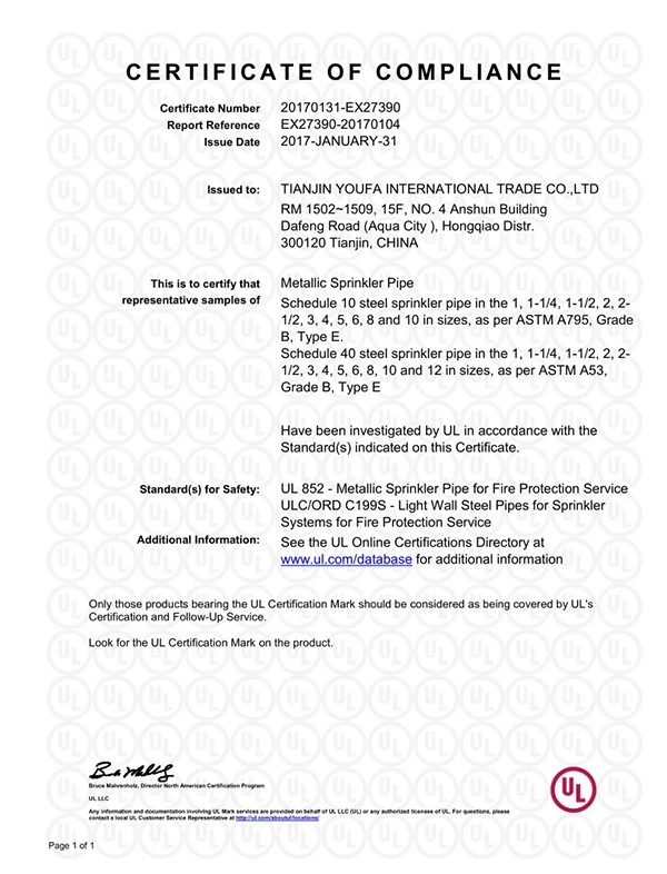 Ul Certificates For Fire Sprinkler Pipe Ul Certificates For Fire Sprinkler Pipe